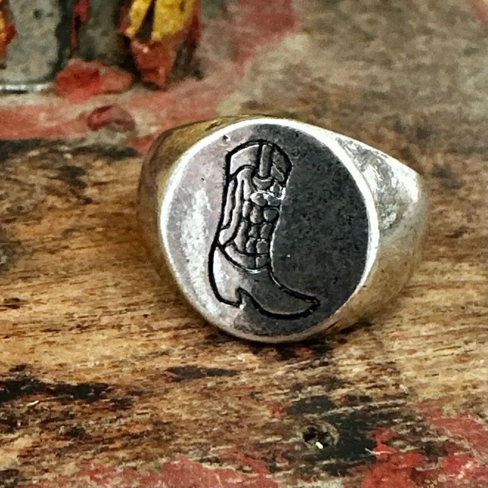 Silver-Tone CowboyโBoot Signet Ring - Picture 5 of 11